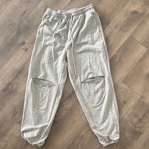 SHEIN Light Gray Joggers with Knee Cutouts